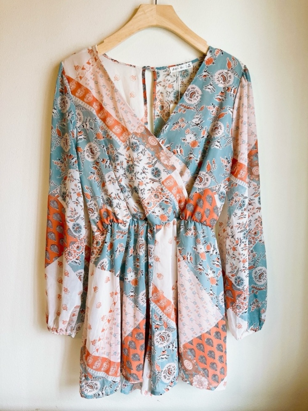 Amazon Active-USA Patchwork Longsleeve Chiffon Jumpsuit Romper Medium NWT - Picture 2 of 12